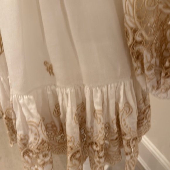 Zimmerman Jeannie Embroidered Linen mini dress in White and Gold - Picture 9 of 12